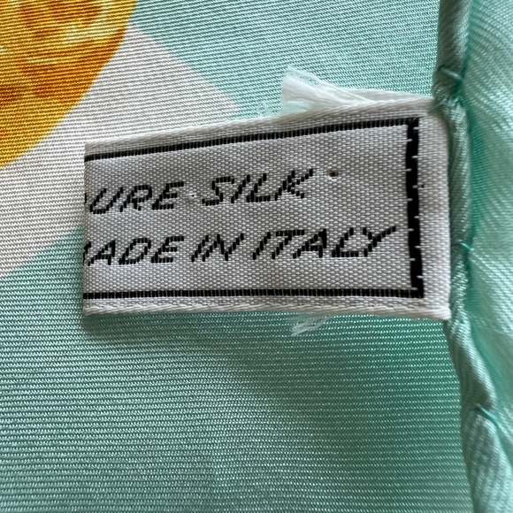 SOLD! CELINE Silk Bandana Scarf β Gold Medallion Chain Print 26β Square β Italy - Picture 4 of 13